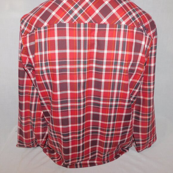 Marmot Mens M Red Black White Plaid Long Sleeve Button Front Shirt - Picture 10 of 11
